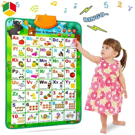 QS Children's Custom Electric Talking ABC & 123s & Music Sound Fun Early Interactive Alphabet Wall Chart Brinquedos para crianças