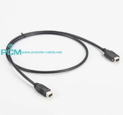 Cabo Firewire 800 de 9 pinos IEEE 1394 com parafuso de aperto manual